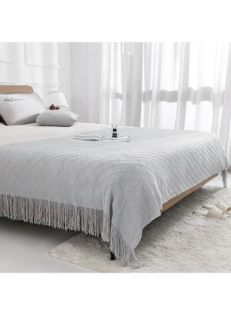 general Vintage Blanket Solid Color Knitted Blanket Sofa Blanket  - Image 1