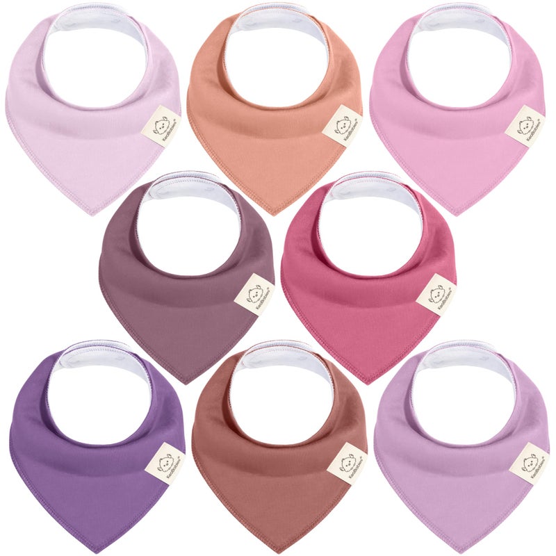 KeaBabies 8-Pack Organic Baby Bandana Bibs for Girls - Super Absorbent Triangle Baby Bibs for Drooling and Teething Infant, 100% Cotton Extra Soft for Newborn, Infant 0-36 Months (Lilac) - Image 1