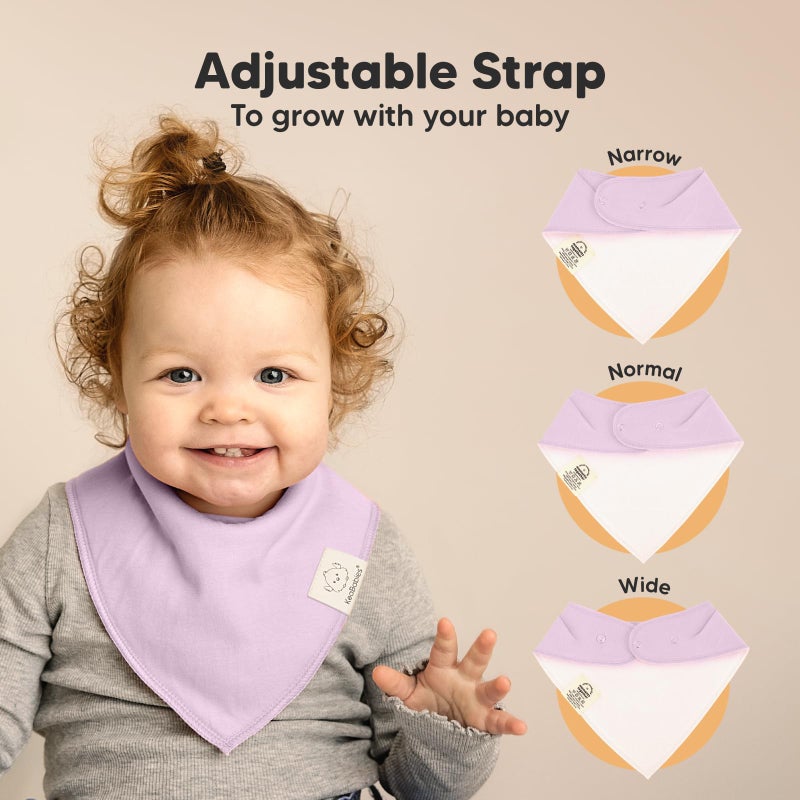 KeaBabies 8-Pack Organic Baby Bandana Bibs for Girls - Super Absorbent Triangle Baby Bibs for Drooling and Teething Infant, 100% Cotton Extra Soft for Newborn, Infant 0-36 Months (Lilac) - Image 3