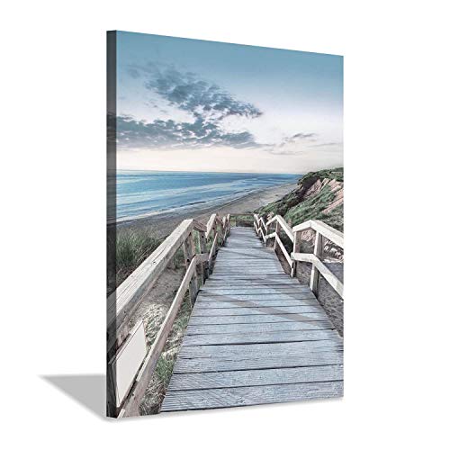 Hardy Gallery Beachside Wooden Path Wall Art: Bridge Boardwalk Stair Graphic Art on Wrapped Canvas for Wall Decor (12''x16'') - Image 1