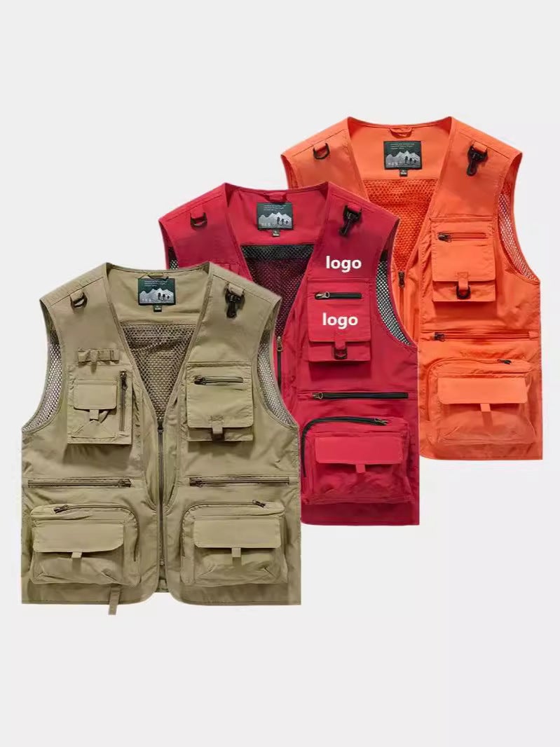 Work Clothes Multi-Pocket Tooling Mesh Vest Men'S Outdoor Fishing Pographic Director'S Work Clothes Vest Printable Logo - Image 2