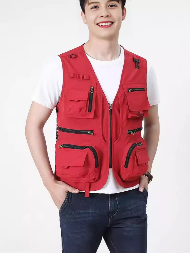 Work Clothes Multi-Pocket Tooling Mesh Vest Men'S Outdoor Fishing Pographic Director'S Work Clothes Vest Printable Logo - Image 5