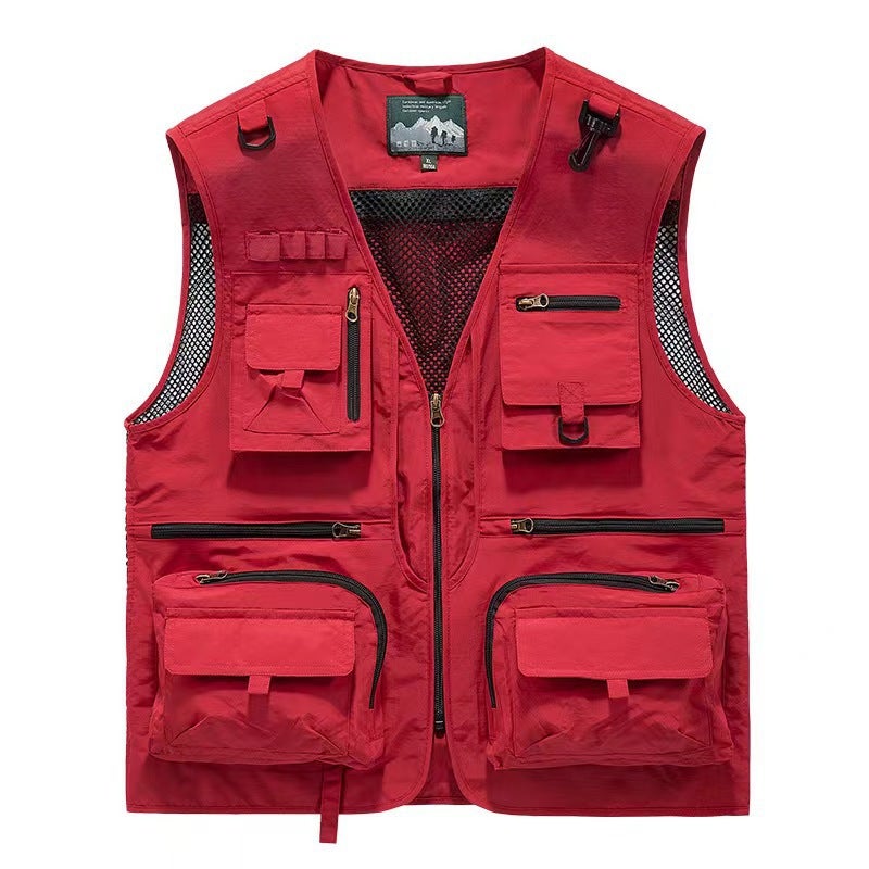Work Clothes Multi-Pocket Tooling Mesh Vest Men'S Outdoor Fishing Pographic Director'S Work Clothes Vest Printable Logo - Image 1