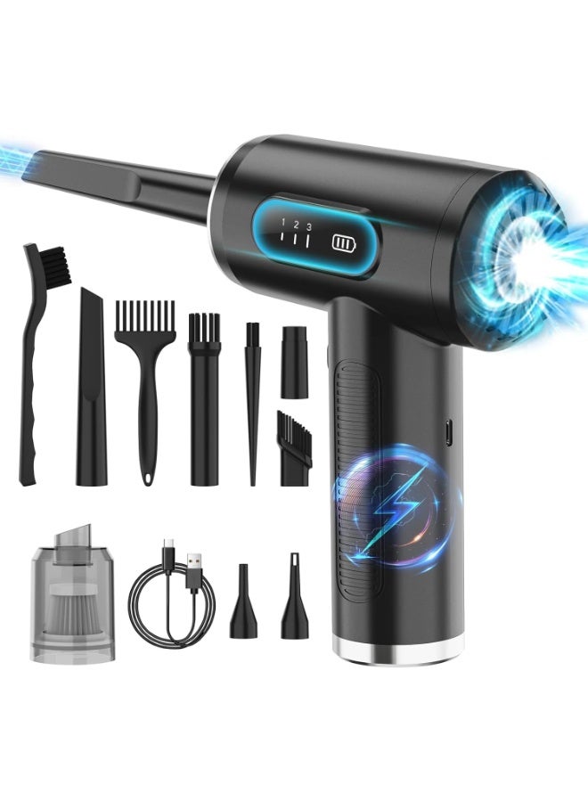 توب كور منفاخ هواء ومكنسة صغيرة 2 في 1 قابلة لإعادة الشحن 68 واط – محرك بسرعة 50,000 دورة/دقيقة، بطارية 6000 مللي أمبير، 3 سرعات، شحن Type-C لتنظيف المنزل والسيارة - Image 1