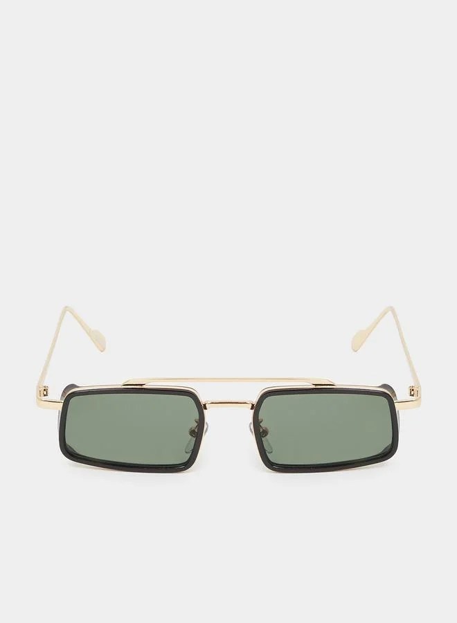 Styli Double Bridge Rectangle Sunglasses