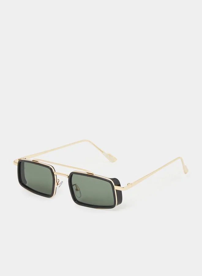 Styli Double Bridge Rectangle Sunglasses