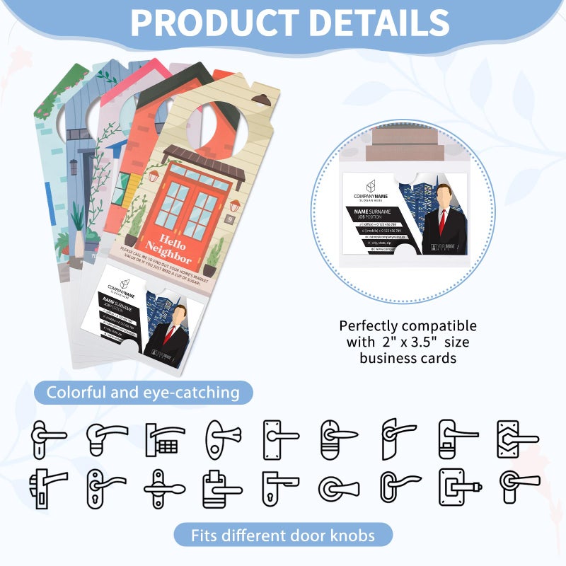 Fullhawl 100 Pcs Real Estate Door Hanger with Business Card Design 3.15 x 9.25 Inch I'm Not Just a Real Estate Agent Colorful Marketing Business Card Signs for Agent Supplies Open House(House) - Image 3