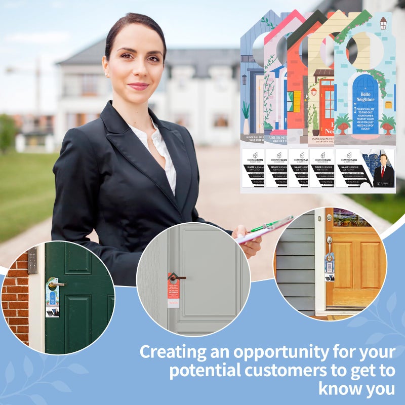 Fullhawl 100 Pcs Real Estate Door Hanger with Business Card Design 3.15 x 9.25 Inch I'm Not Just a Real Estate Agent Colorful Marketing Business Card Signs for Agent Supplies Open House(House) - Image 5