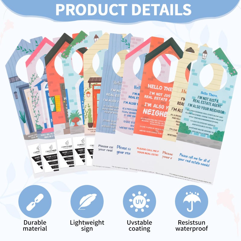 Fullhawl 100 Pcs Real Estate Door Hanger with Business Card Design 3.15 x 9.25 Inch I'm Not Just a Real Estate Agent Colorful Marketing Business Card Signs for Agent Supplies Open House(House) - Image 4
