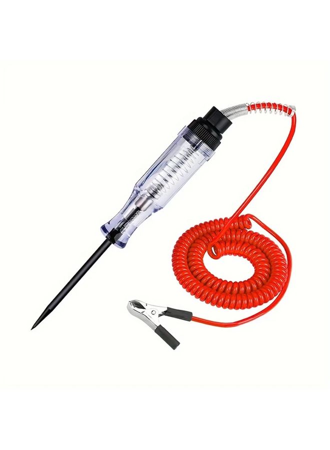 Red 6V 12V 24V Automotive Circuit Tester with Light Bulb Display Long Probe for Cars Trucks Motorcycles - Image 1