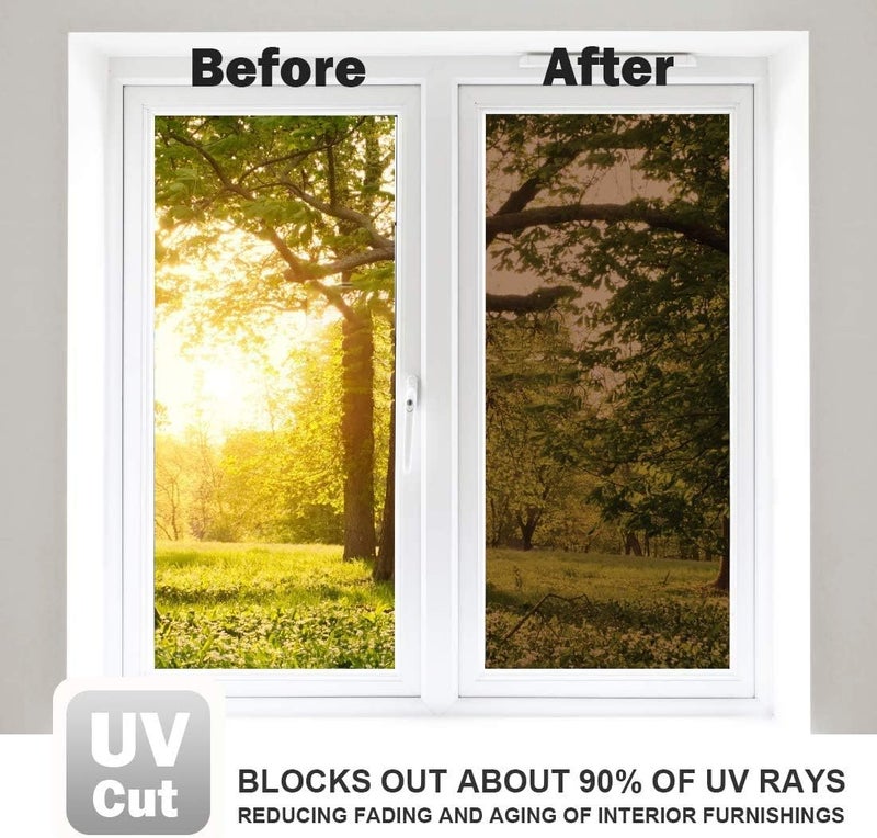 WPCTEV Reflective Window Film Mirror One Way Daytime Privacy Anti UV Static Cling Window Film Removable Decorative Screen Stickers Brown & Silver 6 Mil 17.5 Inch x 6.5 Feet - Image 5
