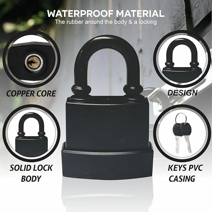 GNOLY GNOLY Padlock with Keys for Daily Security Lock AntiTheft Heavy Duty Weatherproof Padlock for Office Garden Gym Fence Shed Garage 1Pcs 55mm with 4 Keys  - Image 5