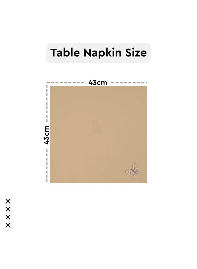 Encasa XO طقم مناديل طاولة الطعام Encasa XO مكون من 6 قطع | مناديل قطنية 43x43 سم | تصميم تطريز فراشة بلون بيج فاتح - Image 4