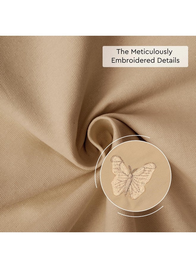 Encasa XO طقم مناديل طاولة الطعام Encasa XO مكون من 6 قطع | مناديل قطنية 43x43 سم | تصميم تطريز فراشة بلون بيج فاتح - Image 3