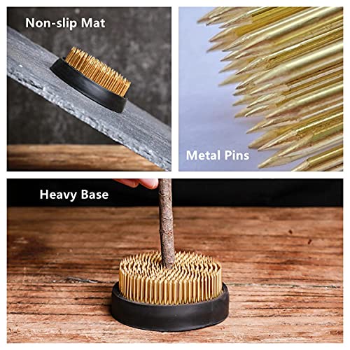 Eggone 3 Pcs Flower Frogs for Flower Arrangements Supplies, Japanese Flower Arranging Ikebana Kenzan, Pin Frogs for Flowers Holder with Rubber Base Flower Fixed Tools(Gold, 1.3 Inch, 1.57 Inch, 1.97 Inch) - Image 5