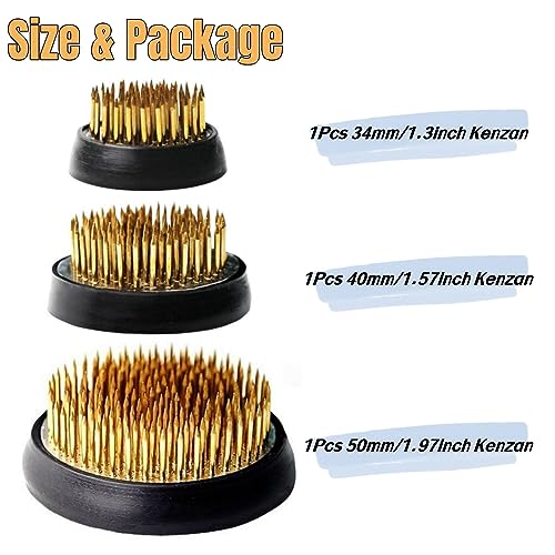 Eggone 3 Pcs Flower Frogs for Flower Arrangements Supplies, Japanese Flower Arranging Ikebana Kenzan, Pin Frogs for Flowers Holder with Rubber Base Flower Fixed Tools(Gold, 1.3 Inch, 1.57 Inch, 1.97 Inch) - Image 3