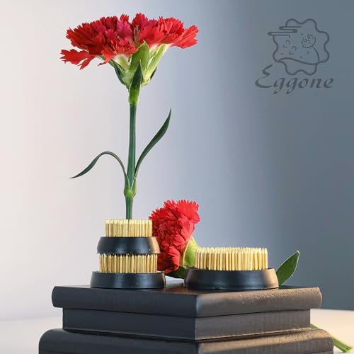 Eggone 3 Pcs Flower Frogs for Flower Arrangements Supplies, Japanese Flower Arranging Ikebana Kenzan, Pin Frogs for Flowers Holder with Rubber Base Flower Fixed Tools(Gold, 1.3 Inch, 1.57 Inch, 1.97 Inch) - Image 2