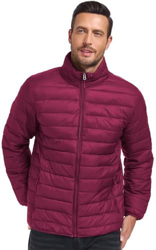 SPOSULEI Mens Puffer Down Jacket Quilted Winter Insulated Packable Jackets Coats Lightweight Water Repellent Outdoor Warm Ski Snow Jacket Outerwear Claret M - Image 3