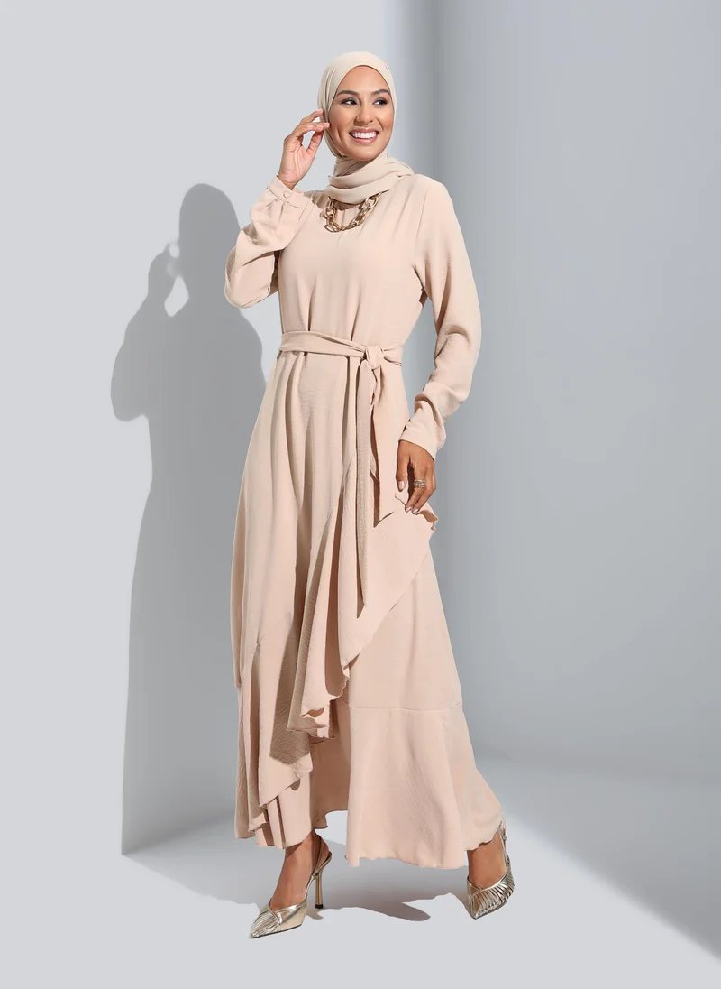 Refka by modanisa Beige - Modest Dress - Refka