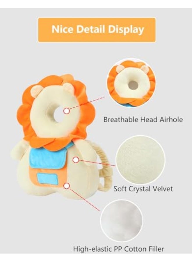 ShabeEat Head Safety Protector Pad for Baby Toddler Walker, Infant Talking Head Protection Backpack Cushion - Lion - Image 5