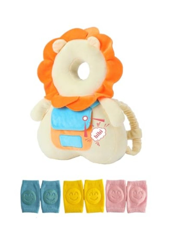 ShabeEat Head Safety Protector Pad for Baby Toddler Walker, Infant Talking Head Protection Backpack Cushion - Lion - Image 1