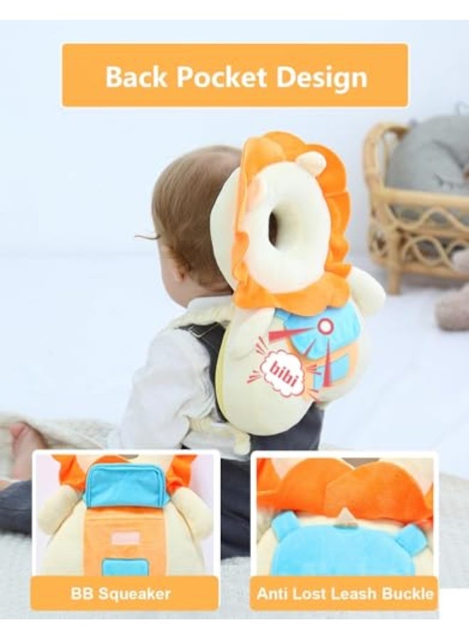 ShabeEat Head Safety Protector Pad for Baby Toddler Walker, Infant Talking Head Protection Backpack Cushion - Lion - Image 3