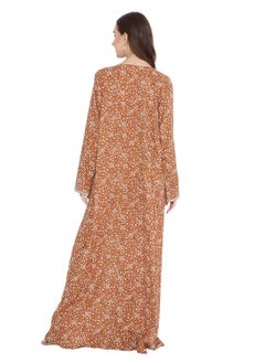HANA & SARA UNIQUE THREAD EMBROIDERY LONG VISCOSE PRINTED WITH ARABIC KAFTAN JALABIYA DRESSES  - Image 2