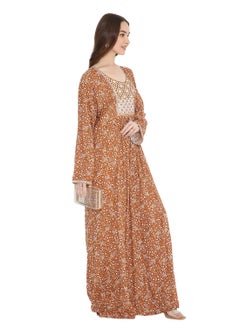 HANA & SARA UNIQUE THREAD EMBROIDERY LONG VISCOSE PRINTED WITH ARABIC KAFTAN JALABIYA DRESSES  - Image 5