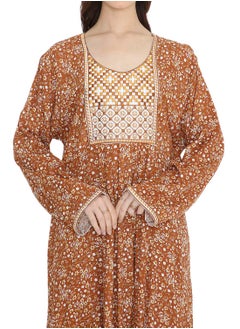 HANA & SARA UNIQUE THREAD EMBROIDERY LONG VISCOSE PRINTED WITH ARABIC KAFTAN JALABIYA DRESSES  - Image 3