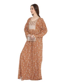 HANA & SARA UNIQUE THREAD EMBROIDERY LONG VISCOSE PRINTED WITH ARABIC KAFTAN JALABIYA DRESSES  - Image 4