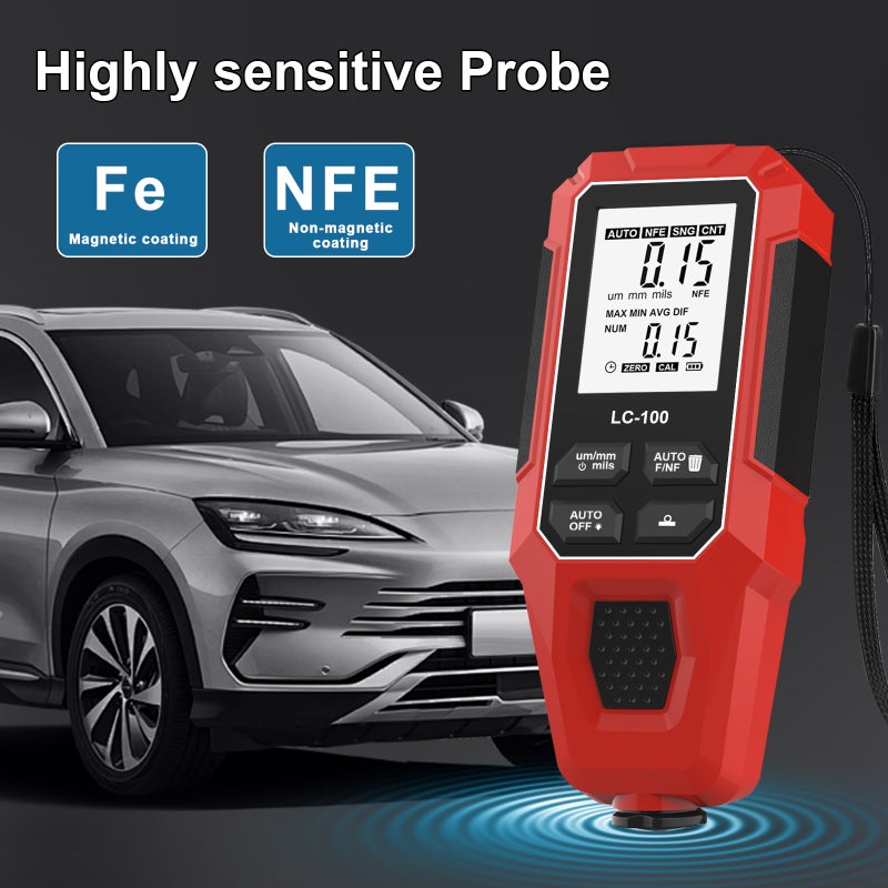 Car Paint Coating Thickness Gauge Meter, 0-2000µm, Fe & NFe Probe for Electroplate & Metal Coating Measurement - Image 2
