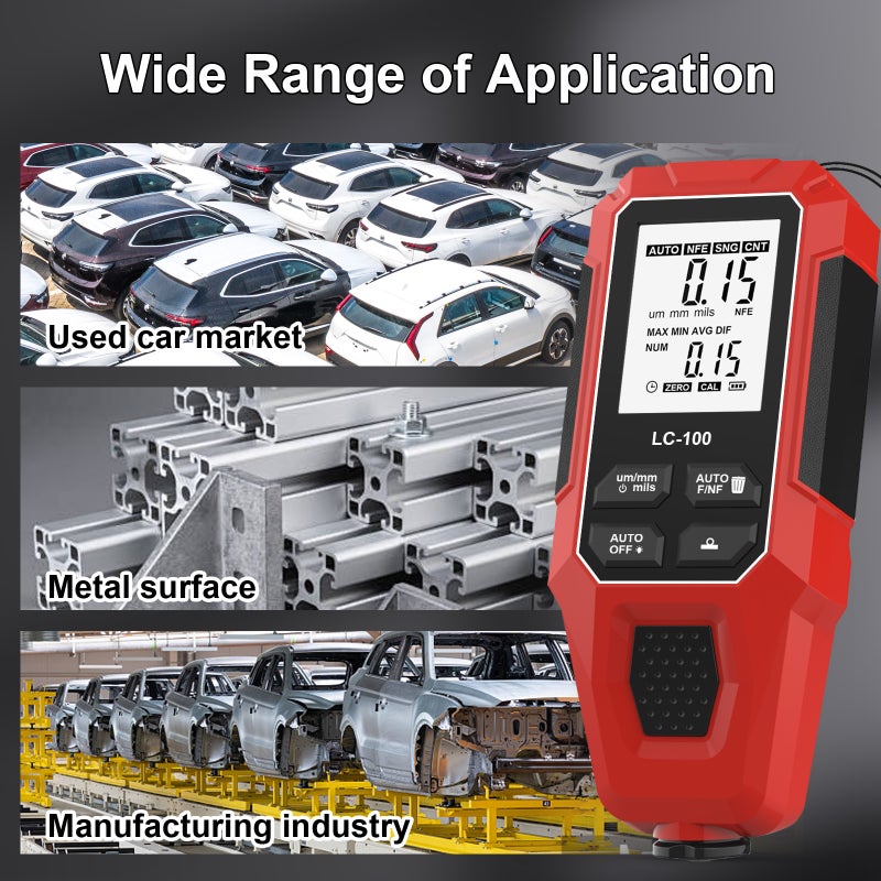 Car Paint Coating Thickness Gauge Meter, 0-2000µm, Fe & NFe Probe for Electroplate & Metal Coating Measurement - Image 4