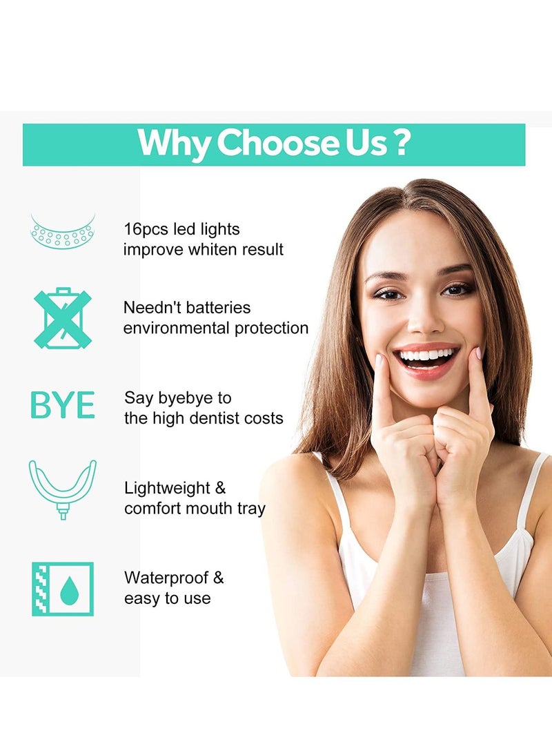 SYOSI ضوء تبييض الأسنان، ترقية جديدة، 16 ضوء LED لتسريع تبييض الأسنان، صينية فم، صواني ضوء معززة لتبييض الأسنان، متصلة بجهاز iPhone/Android/Type-C للاستخدام المنزلي - Image 3