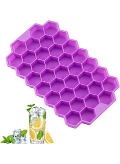 IBAMA Silicone Flexible Ice Cube Trays with Lid, 37 Cubes Ice Trays for Chilled Drinks, Whiskey & Cocktails, Stackable honeycomb shape Safe Ice Cube Trays  - Image 1