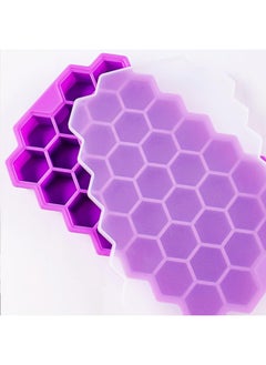 IBAMA Silicone Flexible Ice Cube Trays with Lid, 37 Cubes Ice Trays for Chilled Drinks, Whiskey & Cocktails, Stackable honeycomb shape Safe Ice Cube Trays  - Image 2