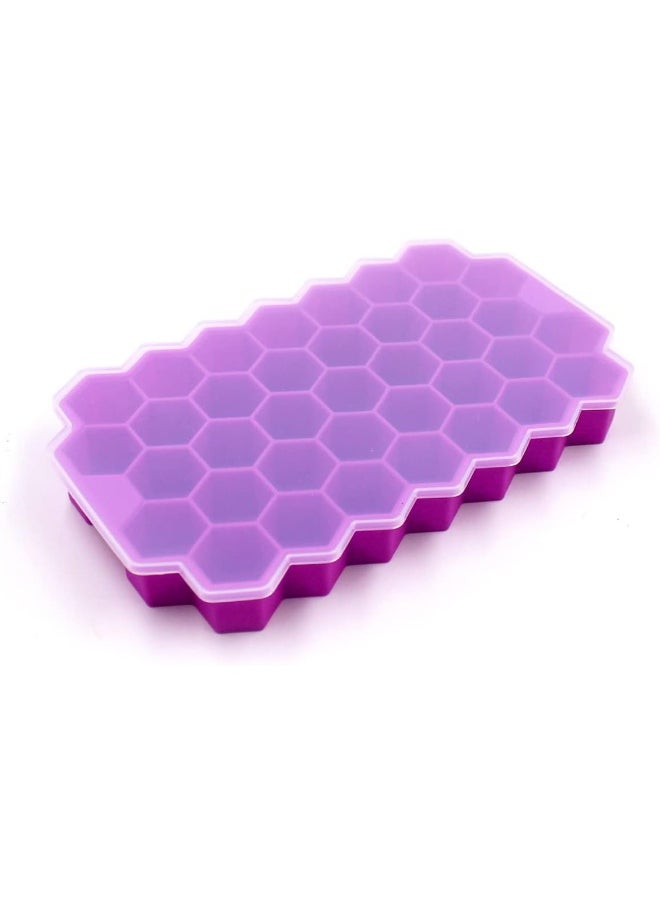 IBAMA - Silicone Flexible Ice Cube Trays with Lid, 37 Cubes Ice Trays for Chilled Drinks, Whiskey & Cocktails, Stackable honeycomb shape Safe Ice Cube Trays - Image 1
