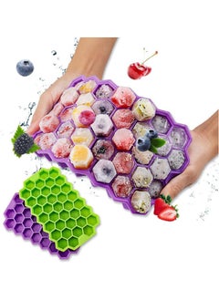 IBAMA Silicone Flexible Ice Cube Trays with Lid, 37 Cubes Ice Trays for Chilled Drinks, Whiskey & Cocktails, Stackable honeycomb shape Safe Ice Cube Trays  - Image 3