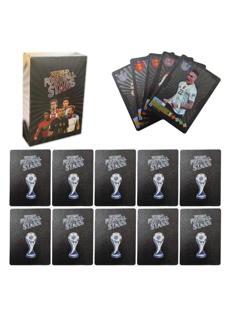 55 Pcs World Cup Football Star Card, Football Star Collection Card, Football Trading Card, Fan, Children, Youth, And Adult Football Trading Card (Black Card) - Image 1