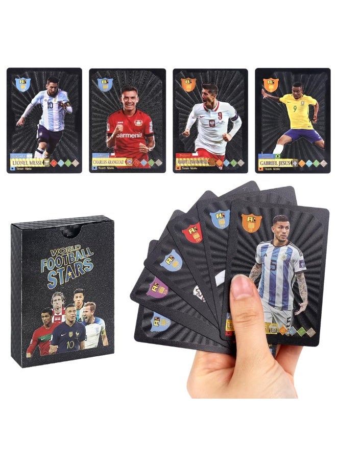 55 Pcs World Cup Football Star Card, Football Star Collection Card, Football Trading Card, Fan, Children, Youth, And Adult Football Trading Card (Black Card) - Image 2