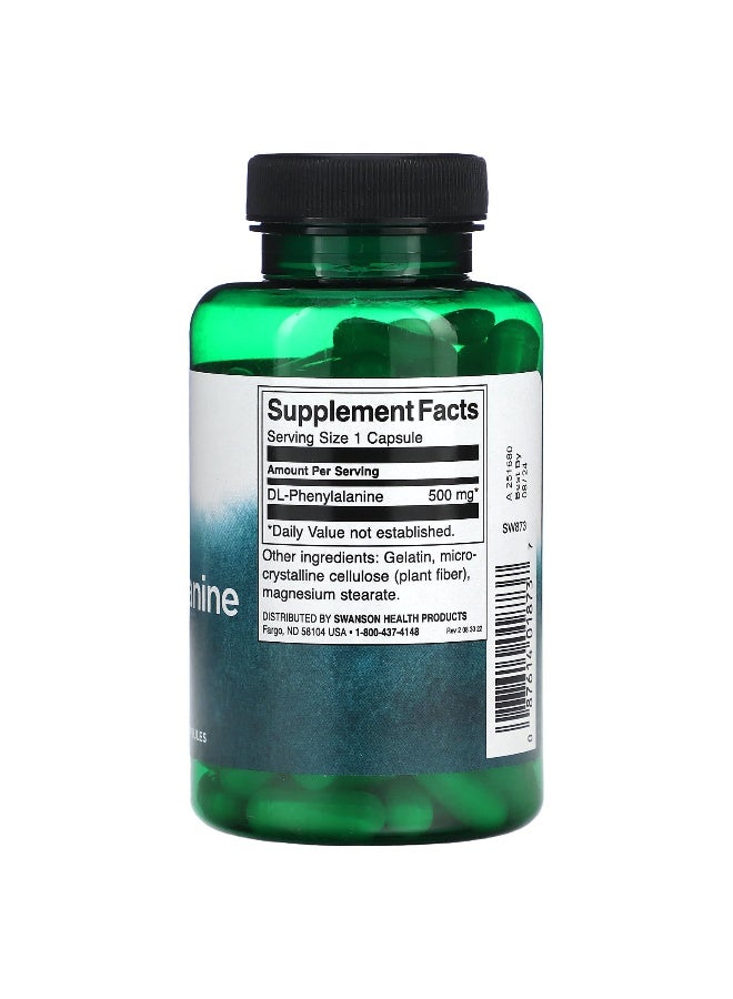 SWANSON سوانسون، DL-فينيل ألانين، 500 ملغ، 100 كبسولة - Image 2