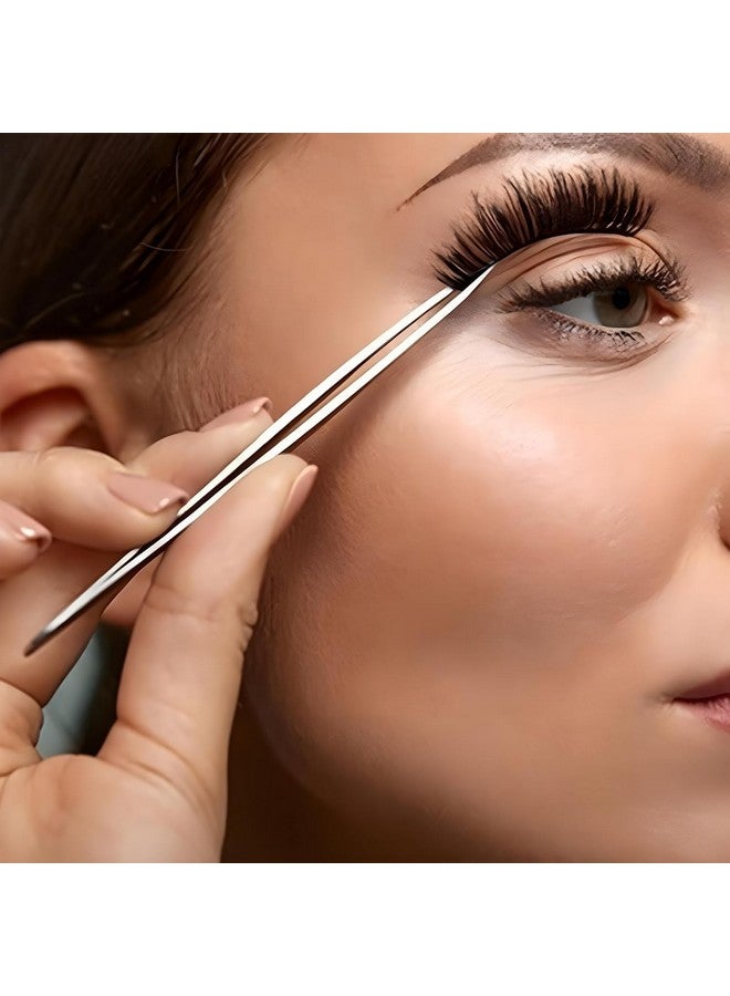 AKADO مجموعة أدوات تجميل احترافية من الفولاذ المقاوم للصدأ - ملاقط وقصافة حواجب لتقليم الشعر في المنزل والصالون (فضي) (عبوة من 2) - Image 5