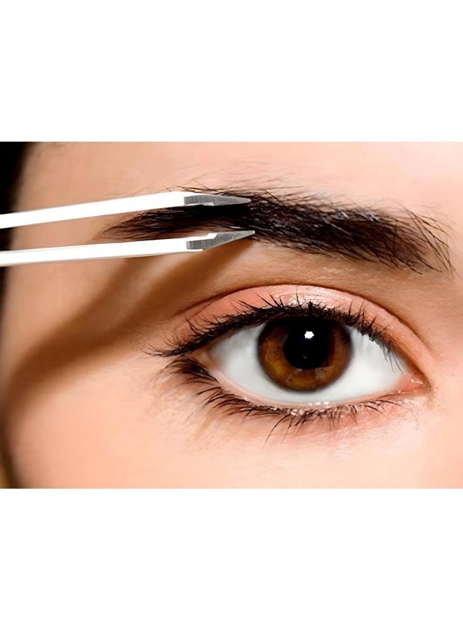 AKADO مجموعة أدوات تجميل احترافية من الفولاذ المقاوم للصدأ - ملاقط وقصافة حواجب لتقليم الشعر في المنزل والصالون (فضي) (عبوة من 2) - Image 4