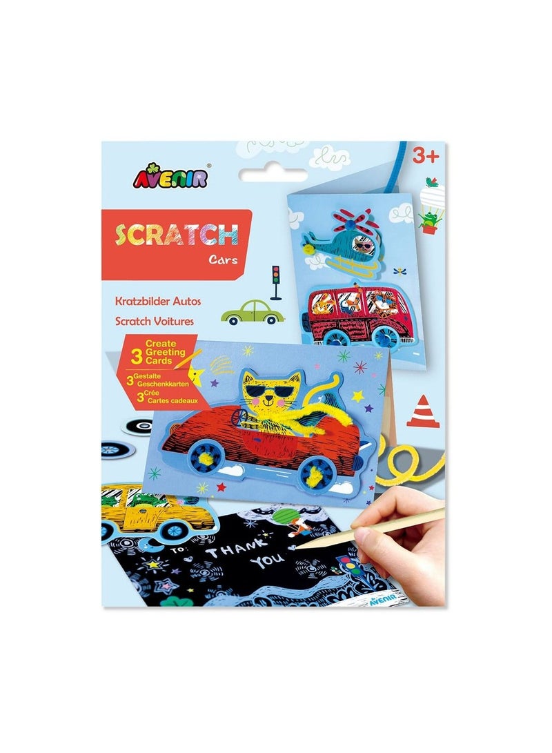 Avenir Scratch - Cars | Arts & Crafts, Greeting Cards Set | Make Beautiful Greetings Cards | Scratch Art 3+ - Image 1