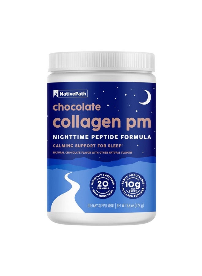 NativePath Collagen PM - Chocolate Nighttime Collagen Peptides Powder with Magnesium, GABA, L-Theanine and Melatonin - 20 Servings - Image 1