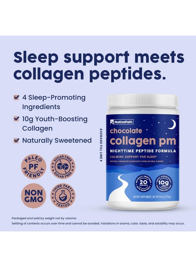 NativePath Collagen PM - Chocolate Nighttime Collagen Peptides Powder with Magnesium, GABA, L-Theanine and Melatonin - 20 Servings - Image 5