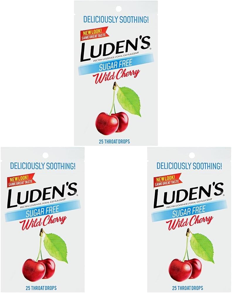 LUDEN'S Ludens Throat Drops Sugar Free Wild Cherry 25 Count Pack of 3 - Image 1