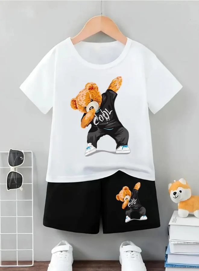 تايك تو Take Two Boys Cool Bear Graphic T-Shirt and Shorts Set