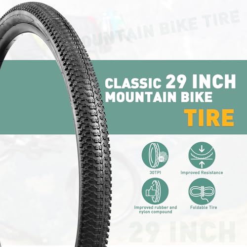 WEEROCK 2 Pack Bike Tires 29 Inch Tire Folding Bead Replacement Tyre (53-622) 29 x 2.1 MTB Mountain Bicycle Tire, Black - Image 4
