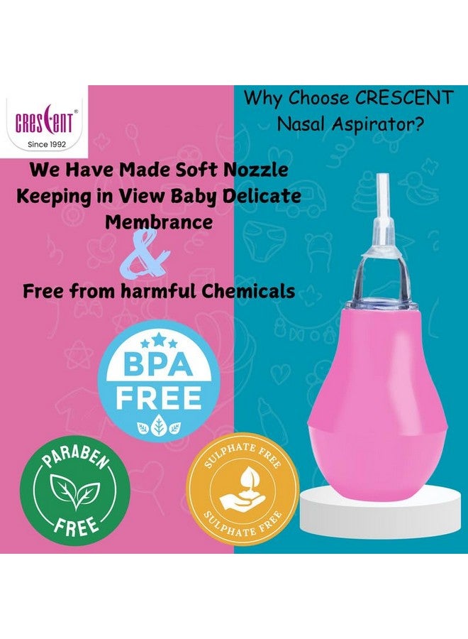 كريسنت منظف الأنف، شفاط أنفي، للأطفال بعمر 0+ شهر، فوهة أمان، شفاط أنفي يدوي، وردي فاتح - Image 5