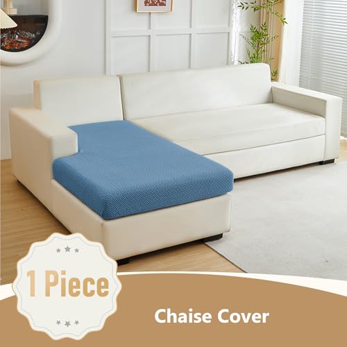 Yoovat Couch Cushion Covers for Sofa Couch Covers WearResistant Universal Sofa Cover Washable Stretch for Sectional Slipcovers TextureBlueChaise Cover - Image 3
